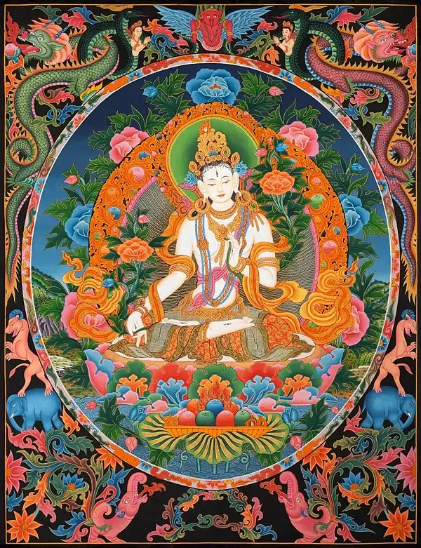 White Tara Thangka (Brocadeles