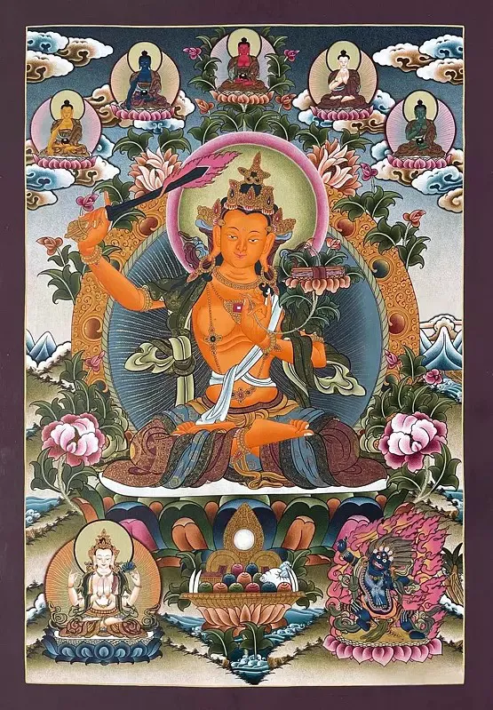 Manjushree Thangka (Brocadeles