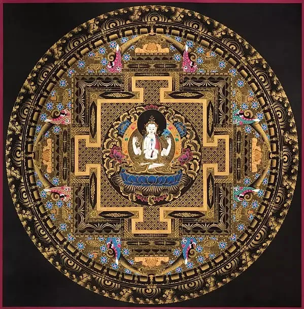 Chengrezig Mandala Black Backg