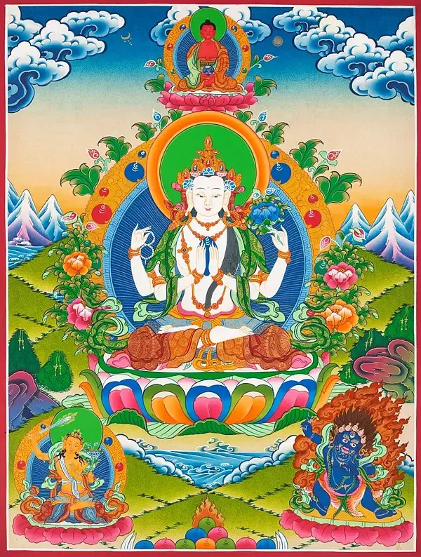 Chengrezig Thangka (Brocadeles