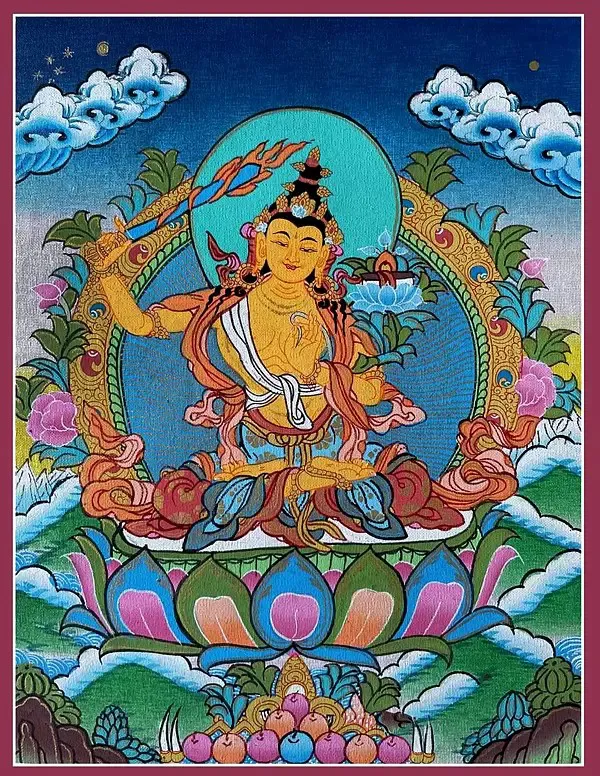 Manjushree Thangka (Brocadeles