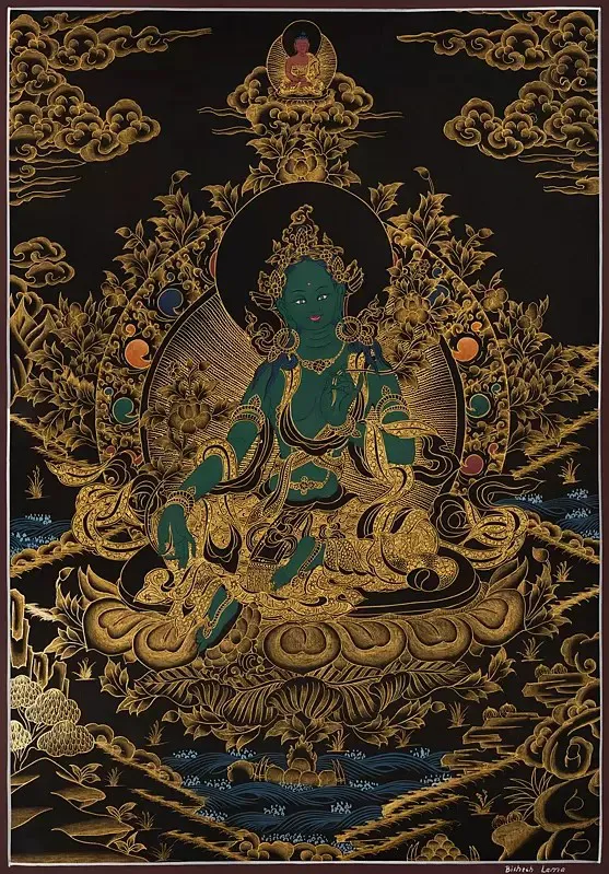 Green Tara Thangka (Brocadeles