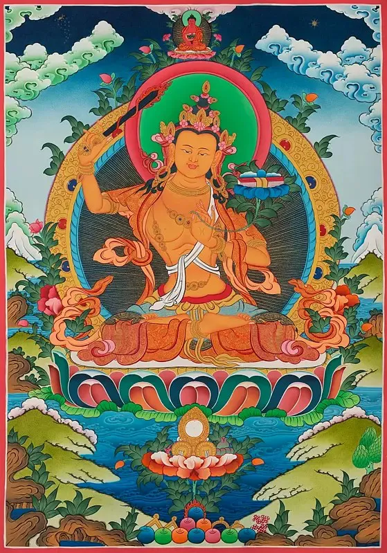 Manjushree Thangka (Brocadeles