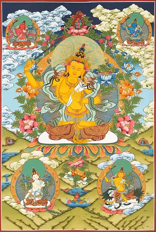 Manjushree Thangka (Brocadeles