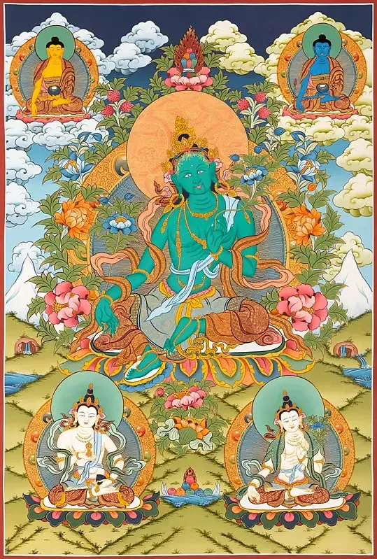 Green Tara Thangka (Brocadeles