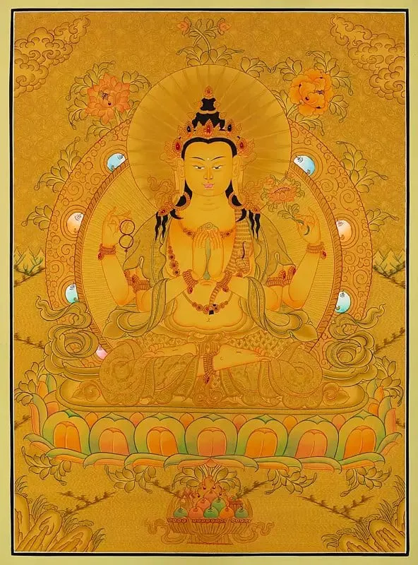 Chengrezig Thangka (Brocadeles
