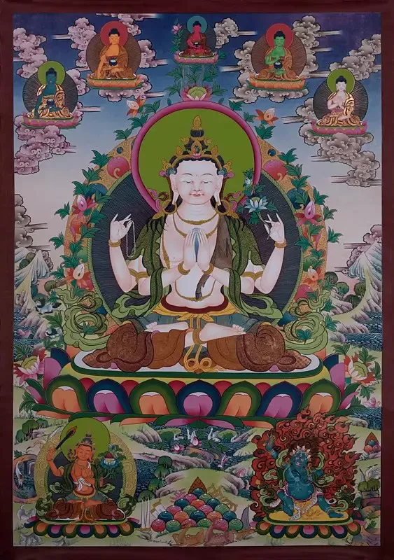 Chengrezig Thangka (Brocadeles