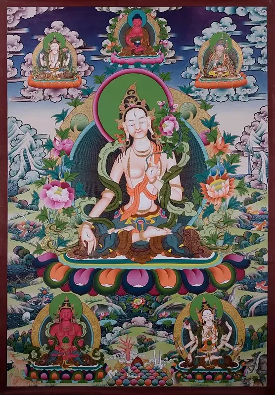 Large White Tara Thangka (Broc