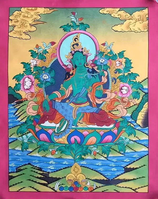 Green Tara Thangka (Brocadeles