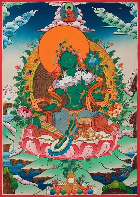 Green Tara Thangka (Brocadeles