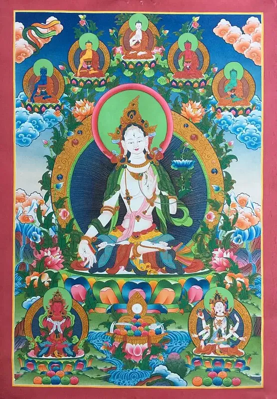 White Tara Thangka (Brocadeles
