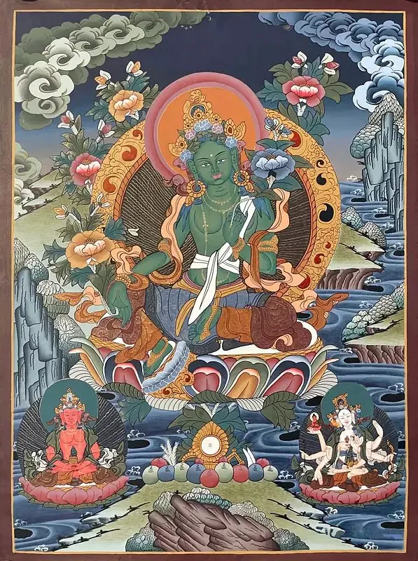 Green Tara Thangka (Brocadeles