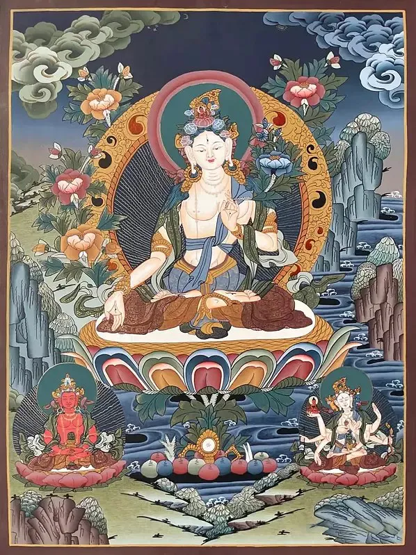 White Tara Thangka (Brocadeles