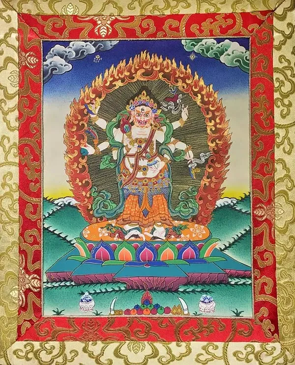 Small Sized 6 Armed White Maha