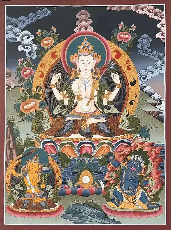 Chengrezig Thangka (Brocadeles