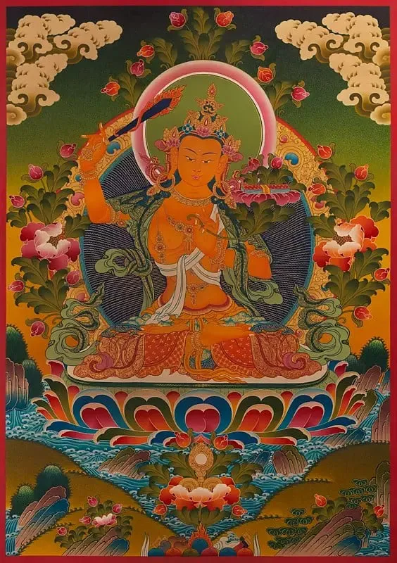 Manjushree Thangka (Brocadeles