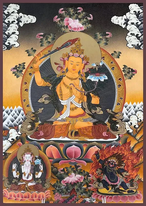 Manjushree Thangka (Brocadeles