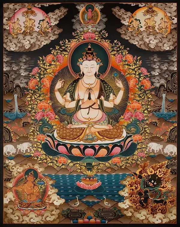 Chengrezig Thangka (Brocadeles