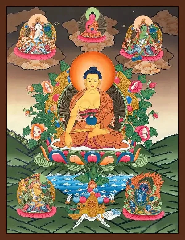 Shakyamuni Buddha Flanked by B