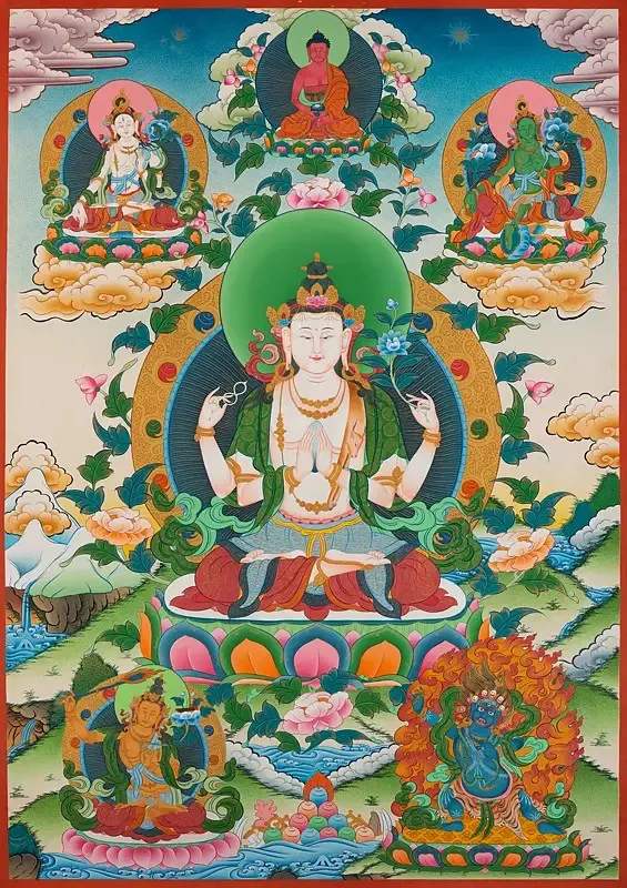 Chengrezig Thangka (Brocadeles