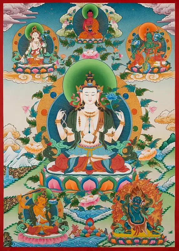 Goddess Chengrezig Thangka (Br