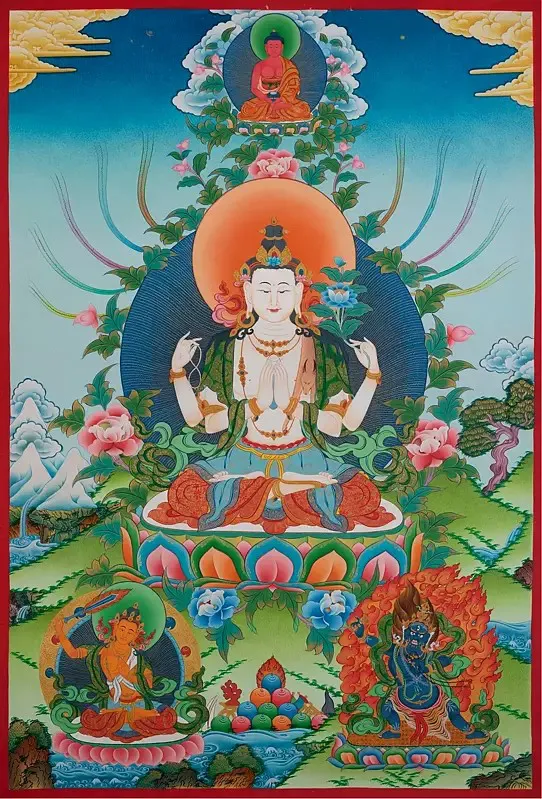 Chengrezig Thangka | Avalokite