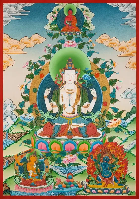 Chengrezig Thangka (Brocadeles