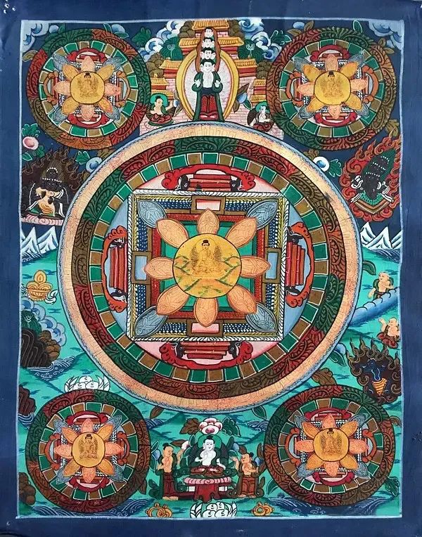 Five Mandalas Thangka (Brocade