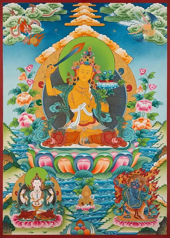 Manjushree Thangka (Brocadeles