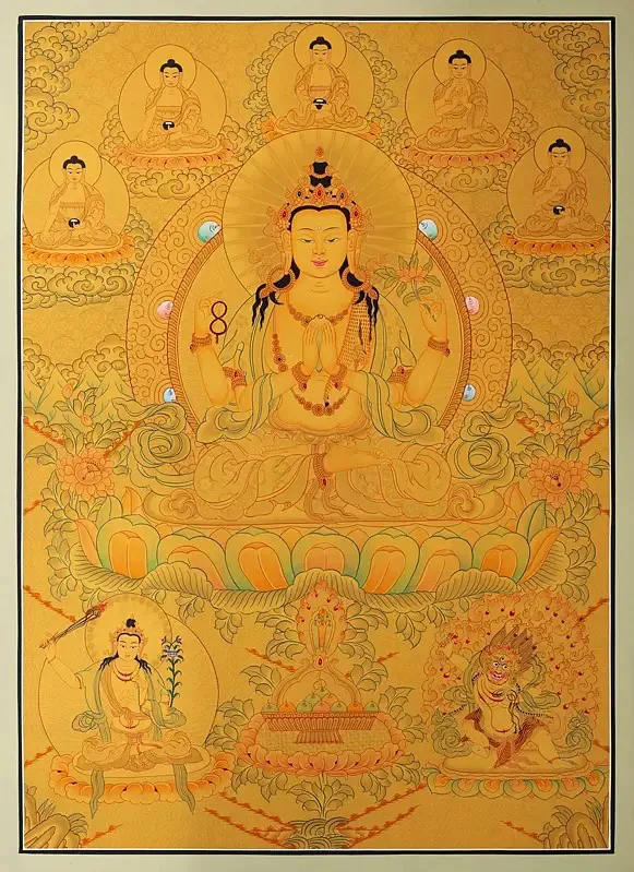 Chengrezig Thangka | Avalokite