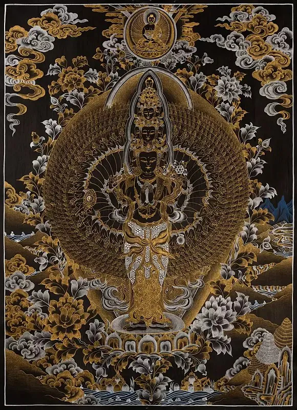 Lokeshvara Thangka (Brocadeles